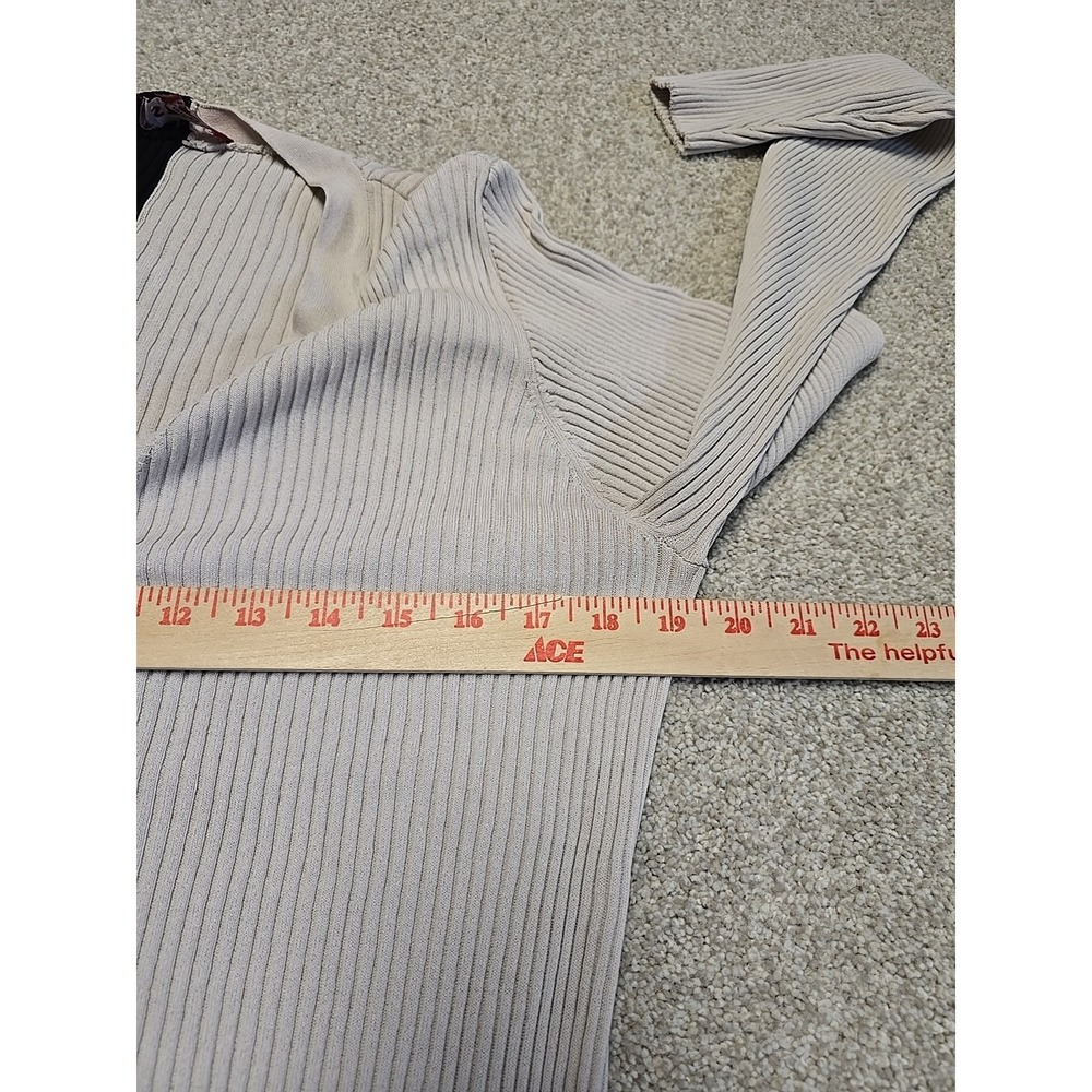 STAUD Shoko Sweater Cardigan Dress Black Beige Ribbed Long Sleeve Colorblock XL - Picture 5 of 7